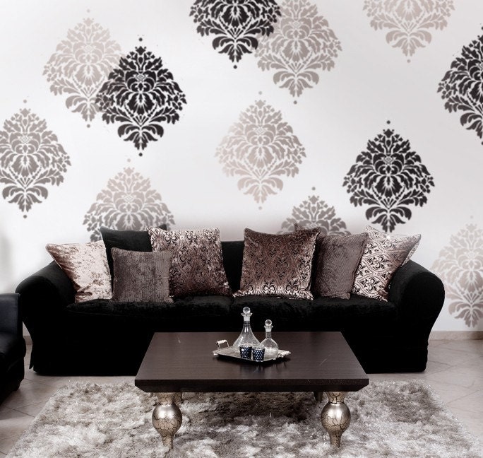 Wall Stencil Damask Kerry LG - Reusable Stencils for DIY Wall Decor ...