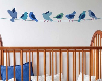 Cute Birds on a Wire Wall Art Stencil - Reusable Wall Stencils for a Creative Twist to a Nursery - Quicker and Easier than Decals