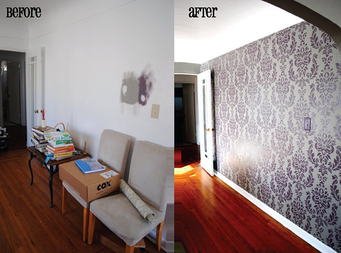 Verde Damask Wall Stencil - Allover Wall Pattern for DIY Wall ...