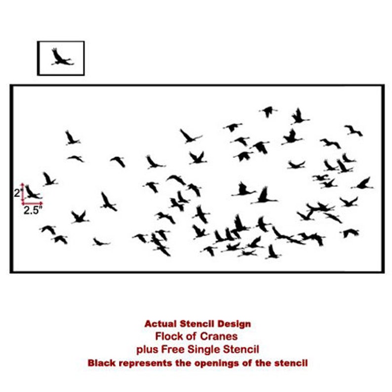 Flock Of Cranes Wall Stencil - LARGE WALL STENCIL – Bird Wall Stencil - Easy to Use Wall Stencil for a Quick Room Update - Stencil for Walls imagen 10