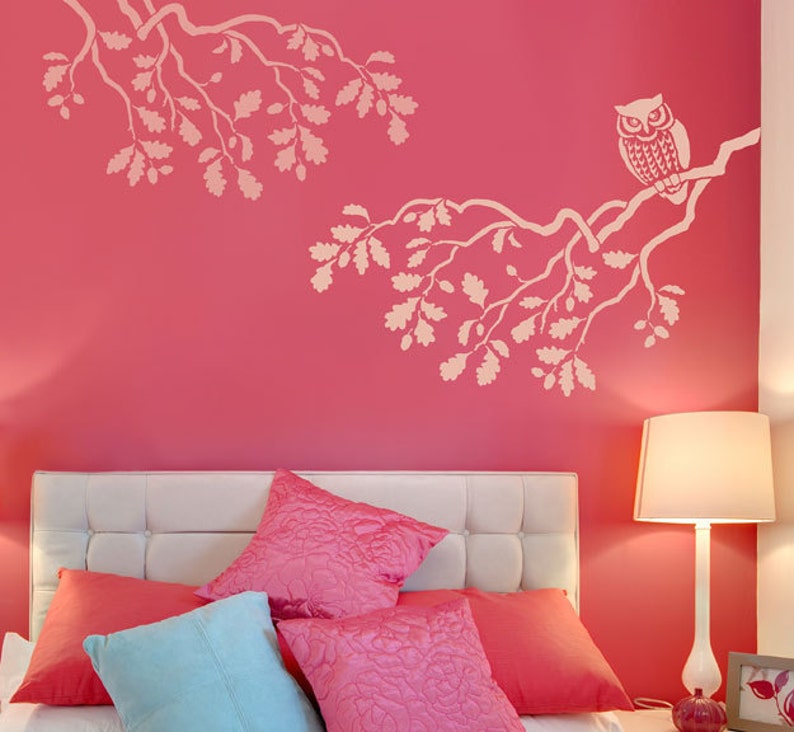 STENCIL Wise Owl MED Reusable wall stencils better than decals DIY decor image 1