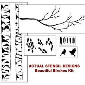 Large Tree Stencil Beautiful Birches Reusable Stencils for Walls Wall stencils for DIY home decor Tree stencil image 5