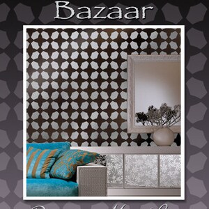 Wall Stencil Bazaar, reusable stencils for walls instead of wallpaper, great for DIY decor, Free Top and Single stencil included image 3