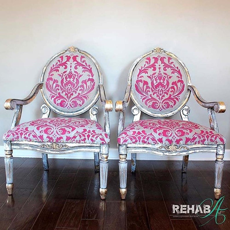 Anna Damask Wall Stencil LARGE WALL STENCILS instead of Wallpaper Easy to Use Wall Stencils for a Quick Room Update Stencils for Walls image 6