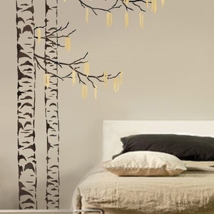 Large Tree Stencil Beautiful Birches - Reusable Stencils for Walls - Wall stencils for DIY home decor - Tree stencil