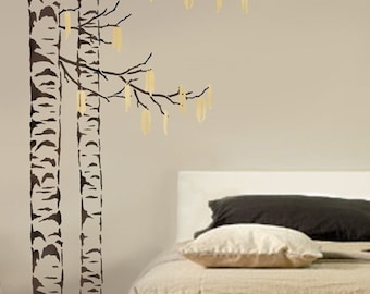 Large Tree Stencil Beautiful Birches - Reusable Stencils for Walls - Wall stencils for DIY home decor - Tree stencil