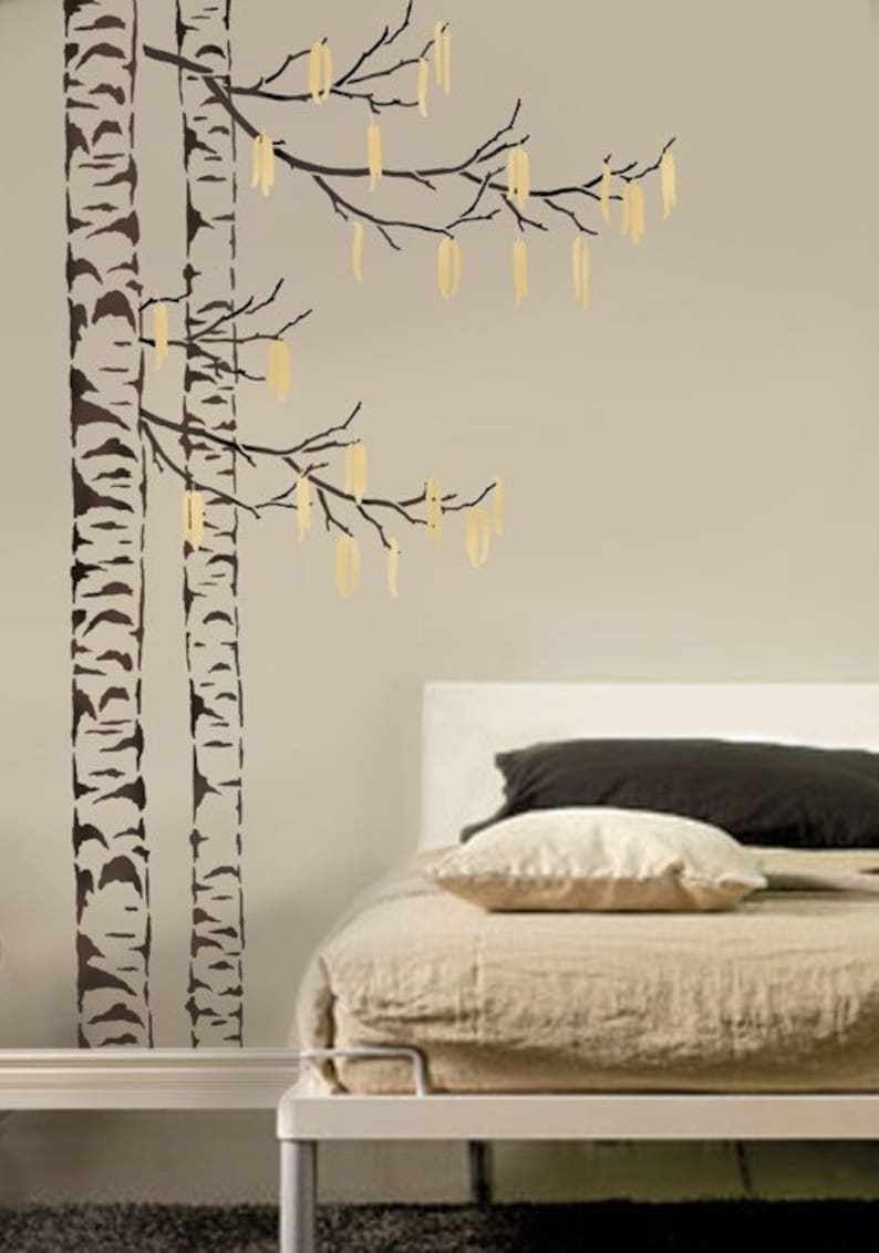 Large Tree Stencil Beautiful Birches Reusable Stencils for Walls Wall stencils for DIY home decor Tree stencil image 1