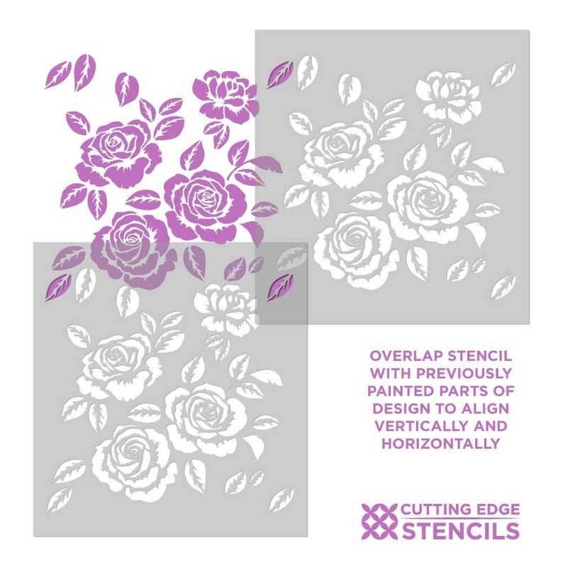 Midnight Rose Garden Stencil - Floral Wall Stencil for Easy Paint ...
