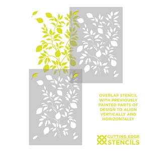 Lemons Wall Stencil LARGE WALL STENCILS instead of Wallpaper Easy to Use Wall Stencils for a Quick Room Update Stencils for Walls image 6