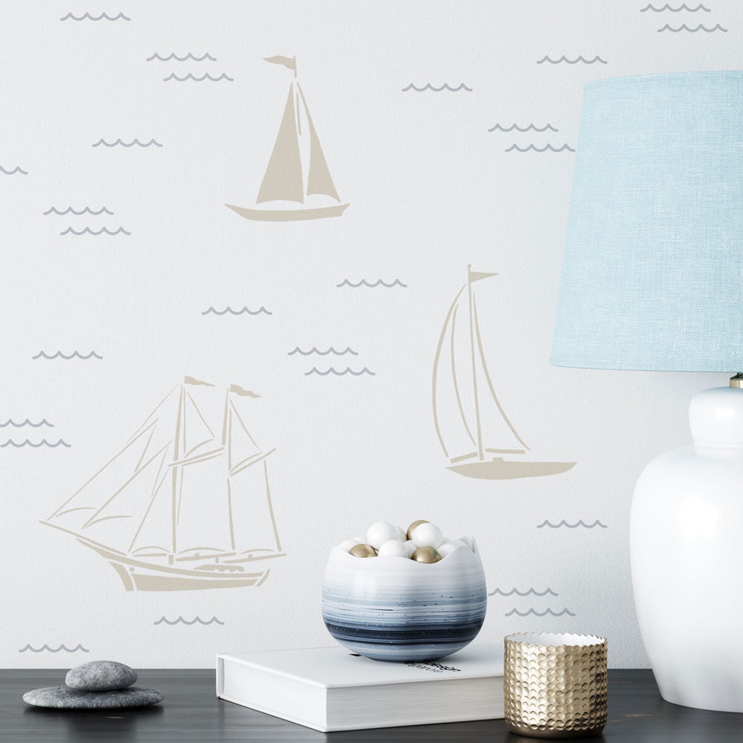 Small Sailboat Wall Pattern Stencil Kit - Nautical Inspired Stencil ...