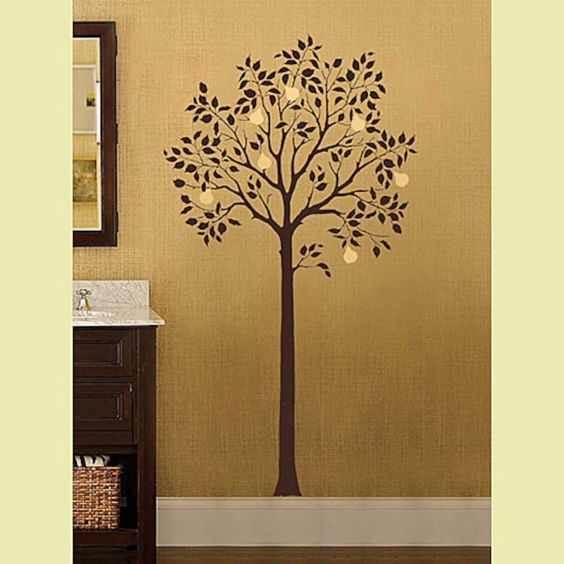 large fruit tree stencil reusable wall stencils for diy etsy