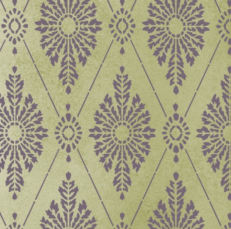 Diamond Damask Stencil Wallpaper Stencils for DIY Decor Etsy