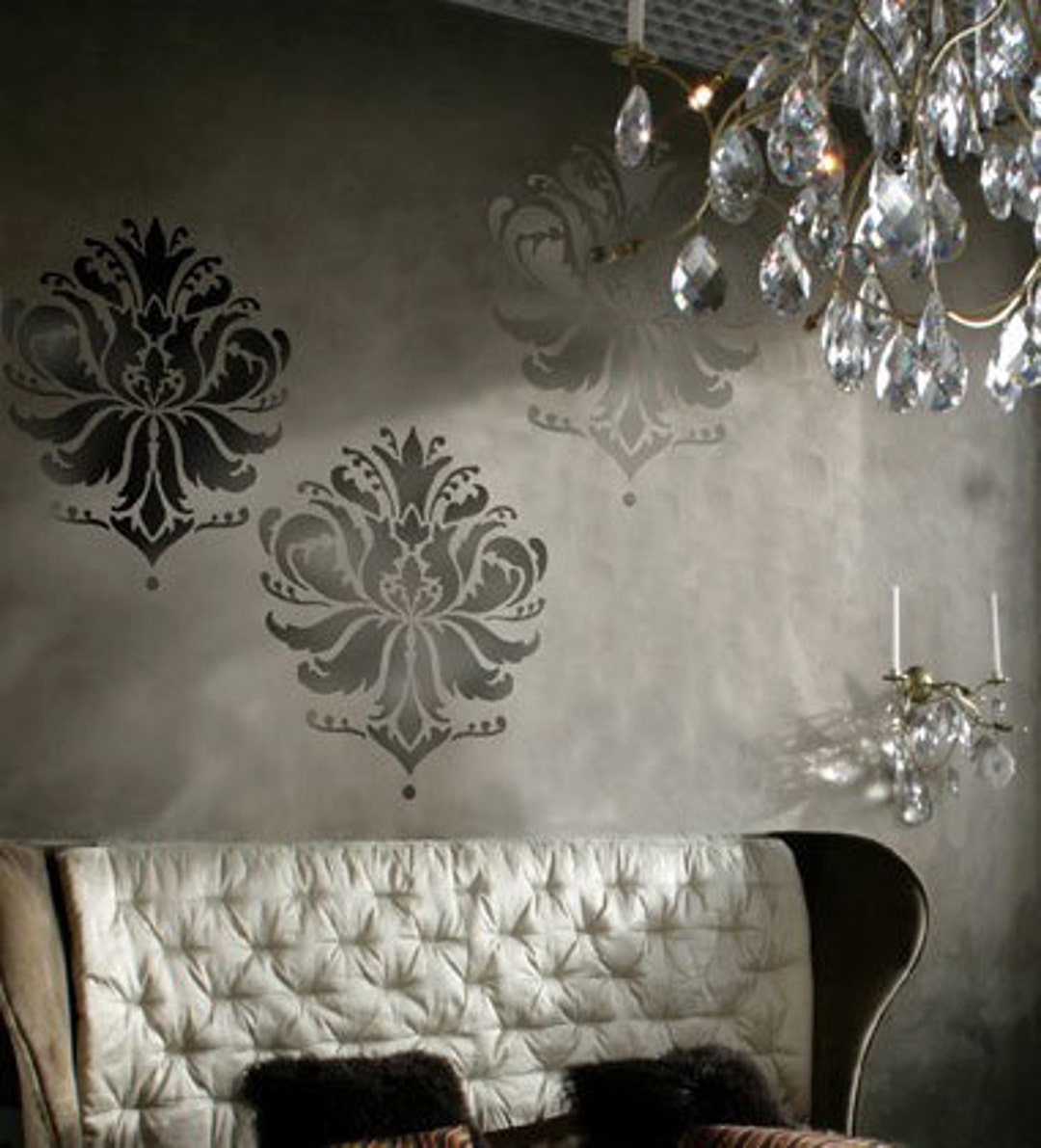 Damask Stencil Gabi's Brocade LG - Reusable Stencils for Walls Instead ...