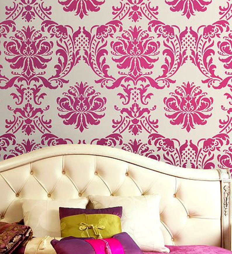 Damask Stencil Gabrielle Reusable stencils for walls and fabrics DIY wall decor image 1