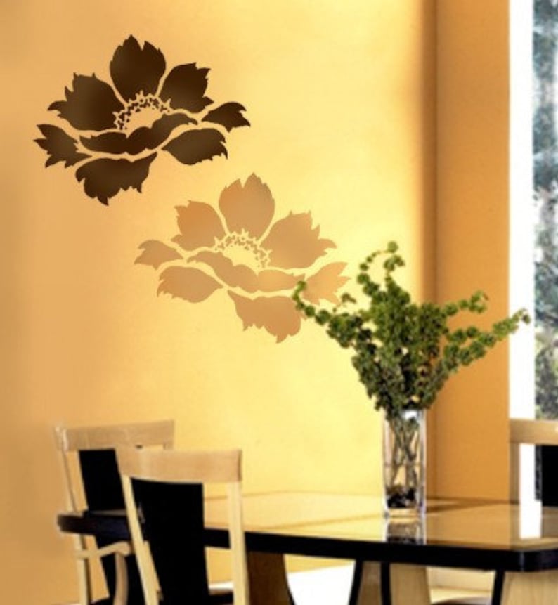 Tree Peony Flower Wall Art Stencil WALL ART STENCILS Easy Etsy
