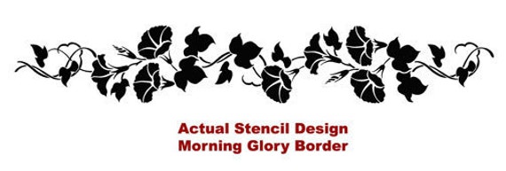 border stencil morning glory reusable stencil for easy wall etsy