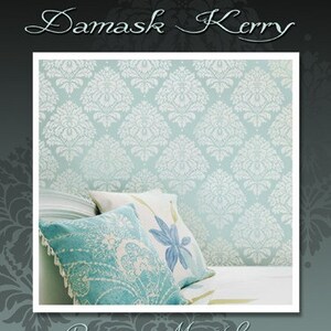 Kerry Damask Wall Stencil Small Reusable stencils. Better than wallpaper DIY decor image 4