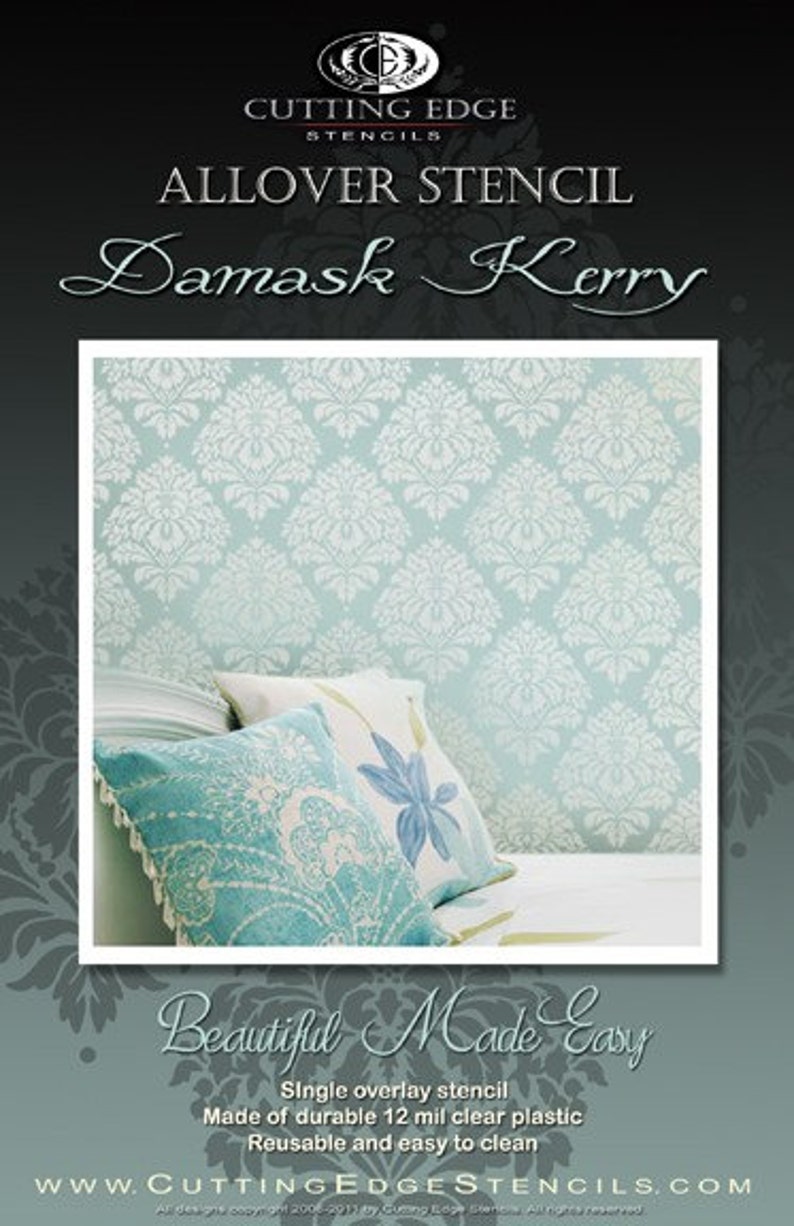 Kerry Damask Wall Stencil Small Reusable stencils. Better than wallpaper DIY decor image 4