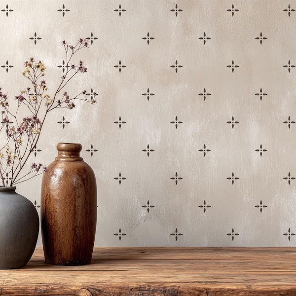 Wildflower Star Stencil - Large Wall Stencil for Painting - DIY Cottagecore Aesthetic - Try Stencils Instead of Wallpaper