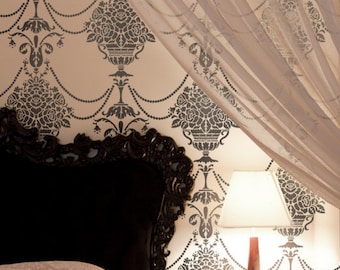 Stencil duquesa Damask-stencils reutilizables al igual que el papel pintado-decoración DIY