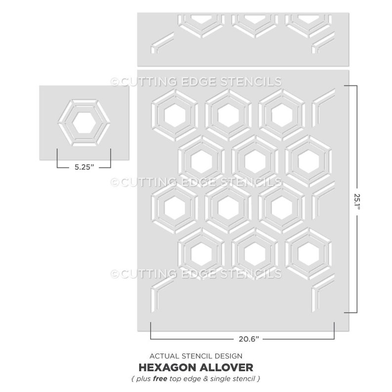 Hexagon Allover Stencil Geometric Wall Stencil Reusable Etsy