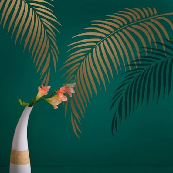 palm frond stencil wall art stencil instead of decals easy etsy india