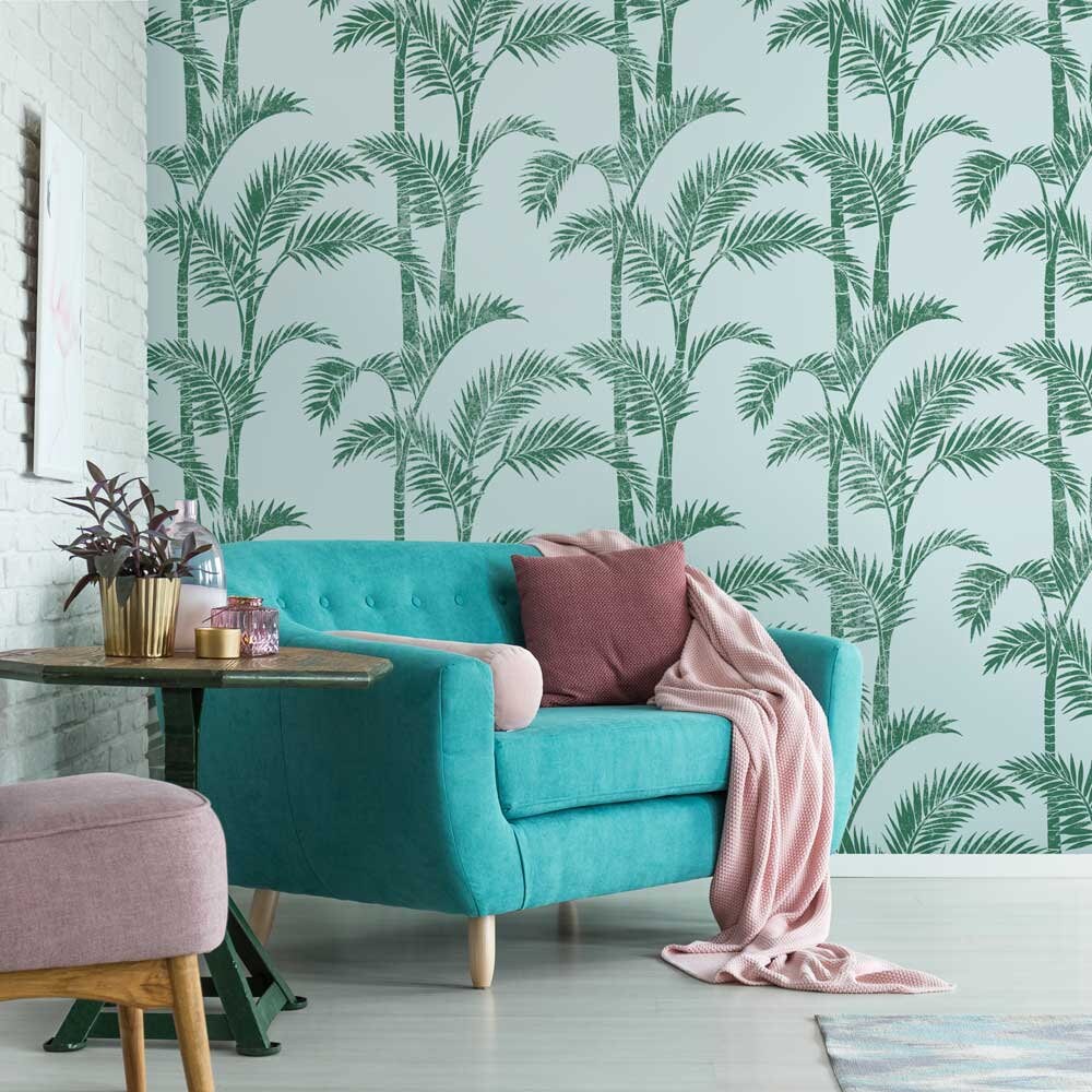 Soliman Bay Palms Wall Stencil - WALL STENCILS Instead of Wallpaper ...