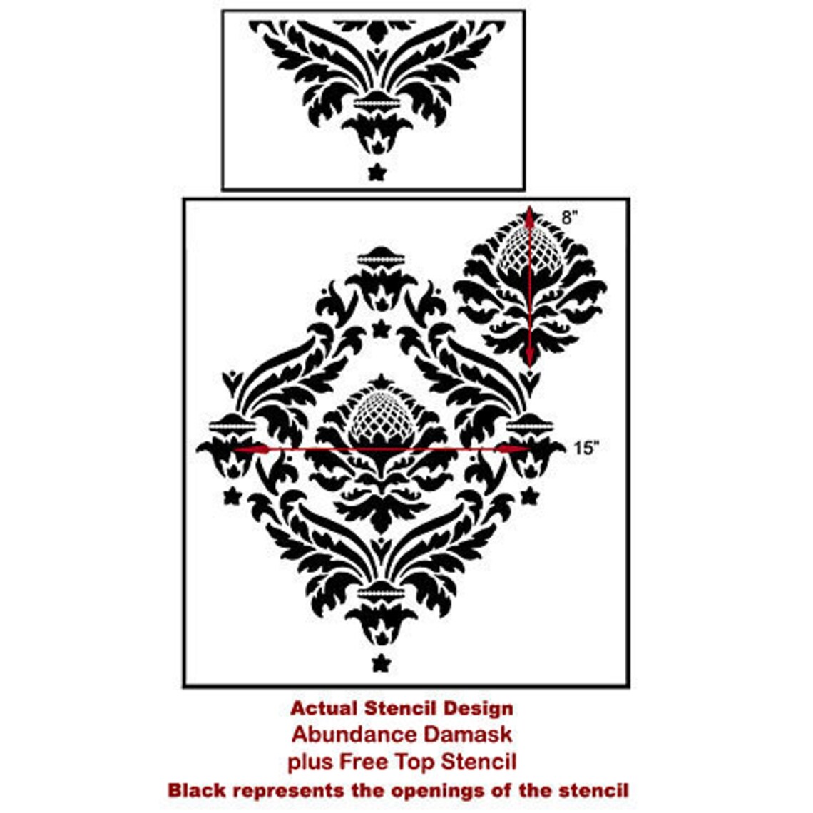 Abundance Damask Stencil - Stencils for DIY Wall Décor - Reusable ...