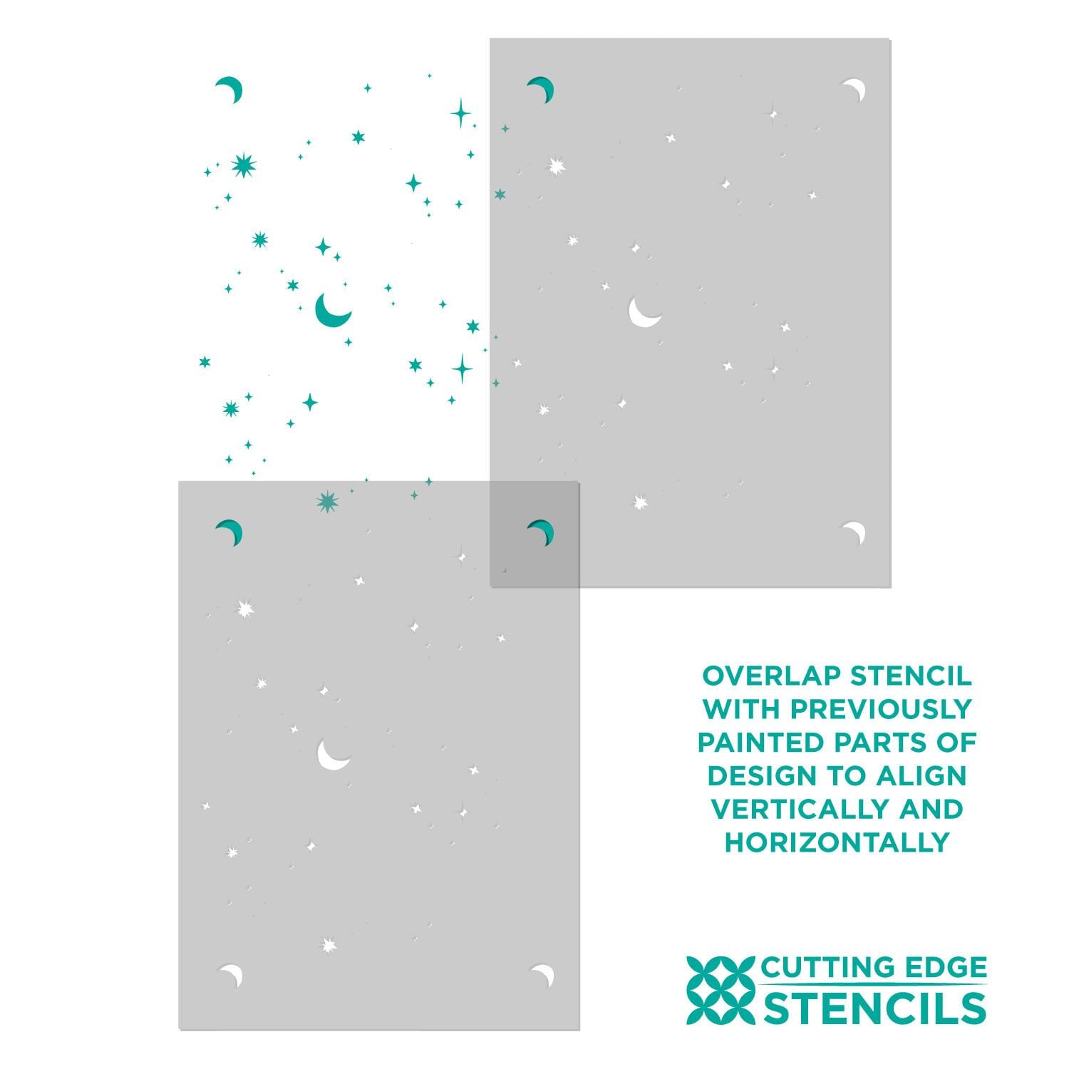 Celestial Wall Stencil - DIY Night Sky Stencil - Moon and Stars Design ...