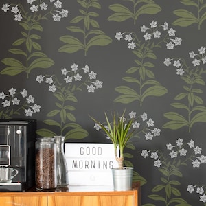 Flowering Tobacco Botanical Stencil - Large Floral Wall Stencil For Easy DIY Room Update - Better Than Decals