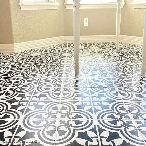Augusta Tile Stencil Large Stencils For India - Diy Tile Floor Makeover Augusta Tile Stencil Large Stencils For India - Diy Tile Floor Makeover