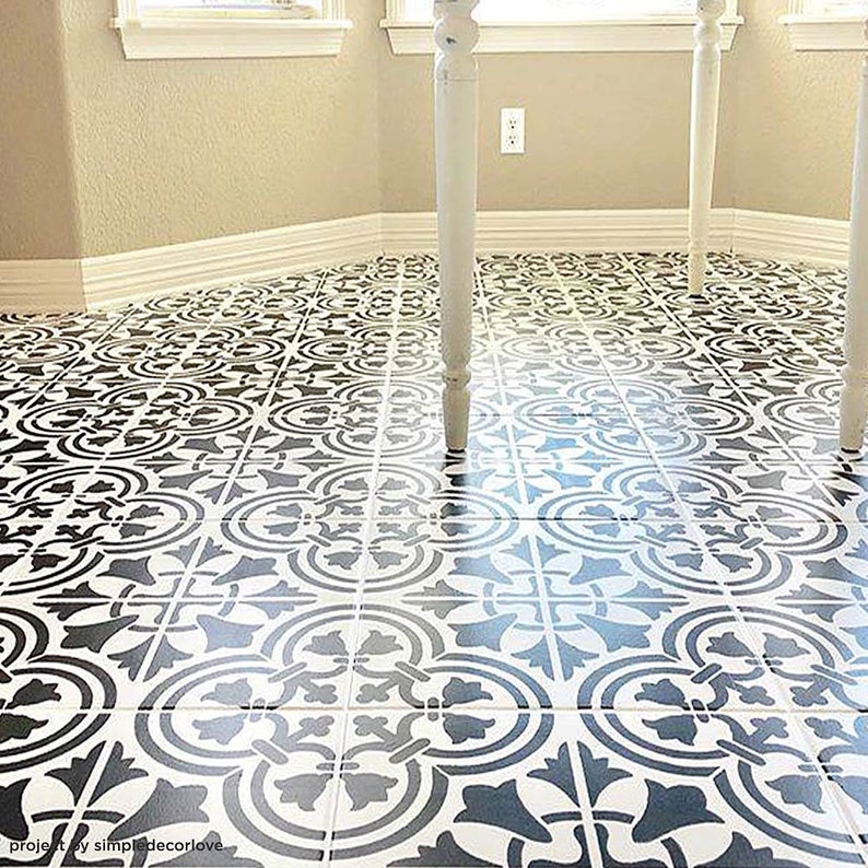 Augusta Tile Stencil Large Stencils For Painting Your Old Floor Reusable Savvy Diy Makeover