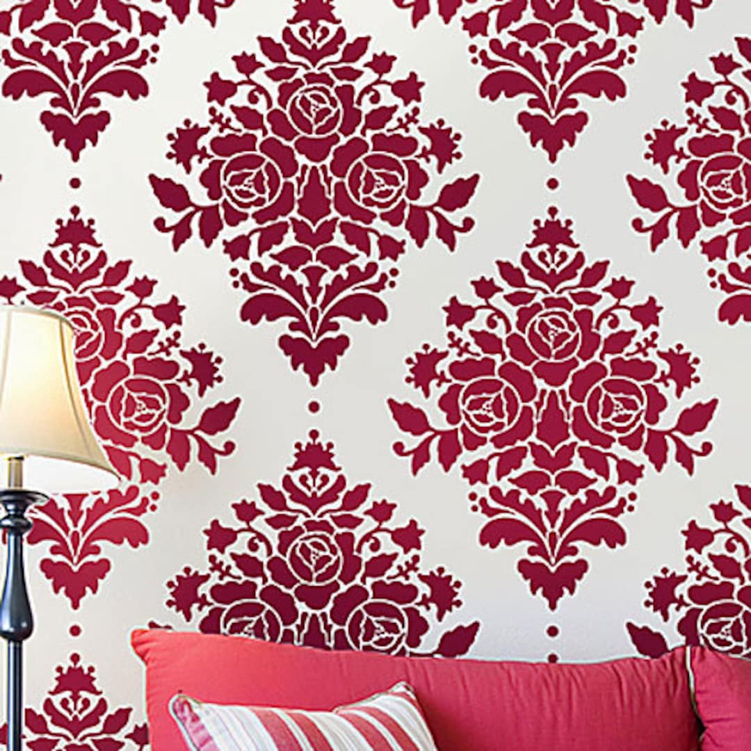 Rose Damask Wall Stencil - Reusable Stencils for Walls - Better Than ...