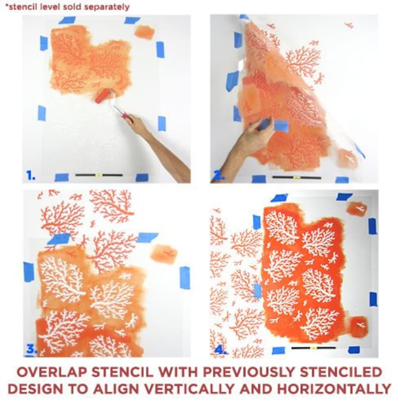 Coral Allover Stencil Pattern Reusable Stencil Patterns for Etsy