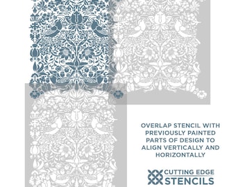 Strawberry Thief Wall Stencil Pattern by William Morris