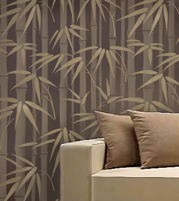 Bamboo Wall Stencil LARGE WALL STENCILS instead of Wallpaper Etsy