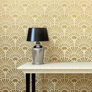 Deco Fans Allover Stencil - DIY Home Improvement - Art Deco Inspired Design - Better than Wallpaper