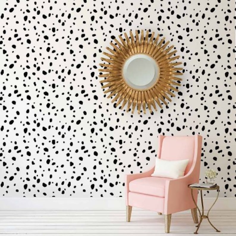 Dalmatian Spots Stencil LARGE WALL STENCILS instead of Wallpaper Easy to Use Wall Stencils for a Quick Room Update Stencils for Walls image 1