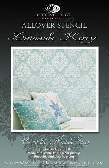 Wall Stencil Damask Kerry LG - Reusable Stencils for DIY Wall Decor ...
