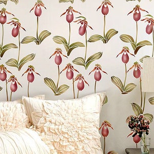 Lady's Slipper Allover Floral Pattern Stencil  - Reusable stencils for  DIY wall decor - better than wallpaper!