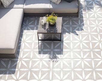 Stardust Patio Stencil - DIY Customizable Stencils for Painting Floors- Large Geometric Cement Tile Pattern For Outdoor Patio Spaces
