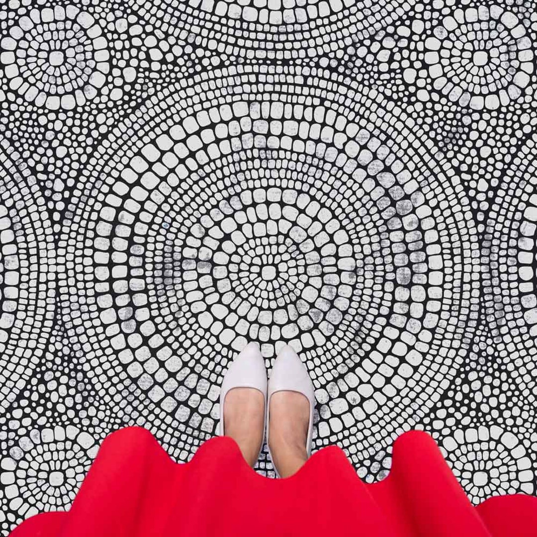 Pebble Patio Stencil Cement Tile Stencil for Outdoor Patios Large Floor Stencil for Upgrading