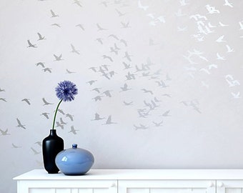 Flock Of Cranes Wall Stencil - LARGE WALL STENCIL – Bird Wall Stencil - Easy to Use Wall Stencil for a Quick Room Update - Stencil for Walls