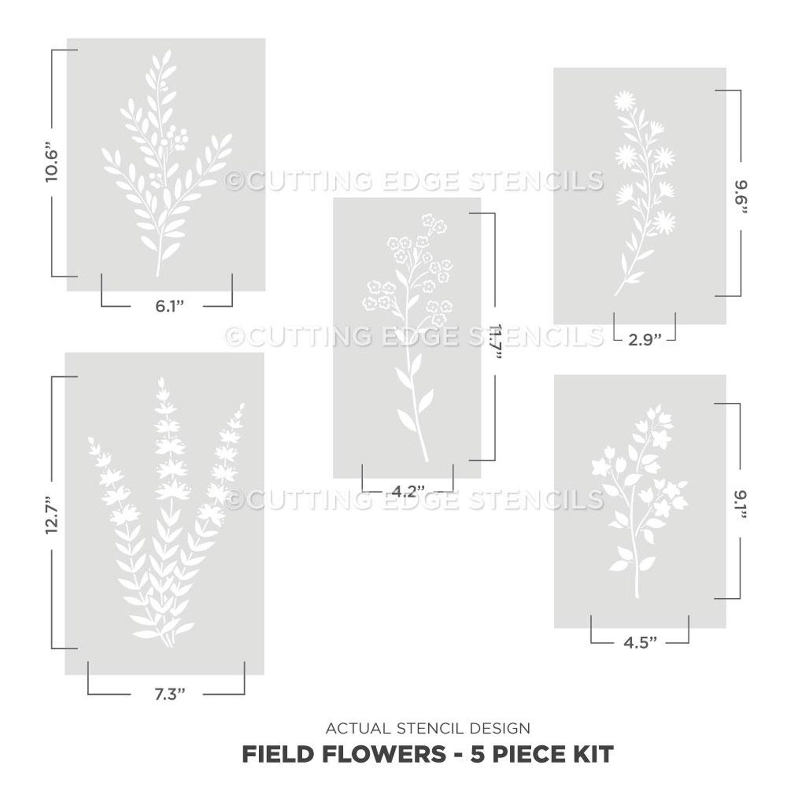 Field Flowers 5-piece Stencil Kit - DIY Botanical Wall Kit - Wall ...