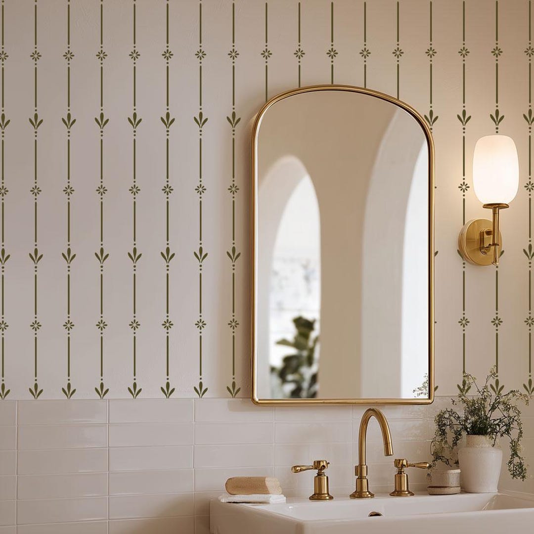 Windsor Garden Stripe Stencil - Reusable Wall Pattern - Vintage