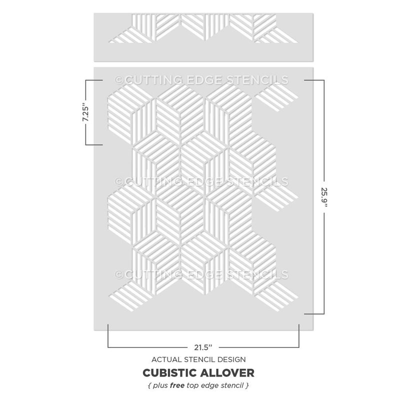 Cubistic Wall Stencil Easy to Use Wall Stencils for a Quick Etsy