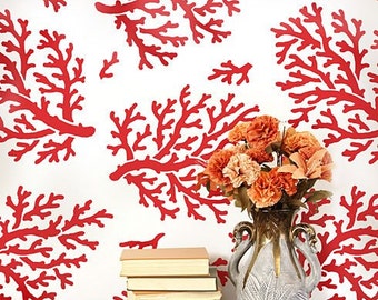 Coral Allover Stencil Pattern - reusable stencil patterns for walls just like wallpaper - DIY decor