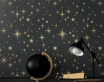 Night Stars Wall Stencils - Stars Design for Walls - DIY Cosmic Pattern for Bedroom - Create your Own Space Bed room and Paint your Ceiling