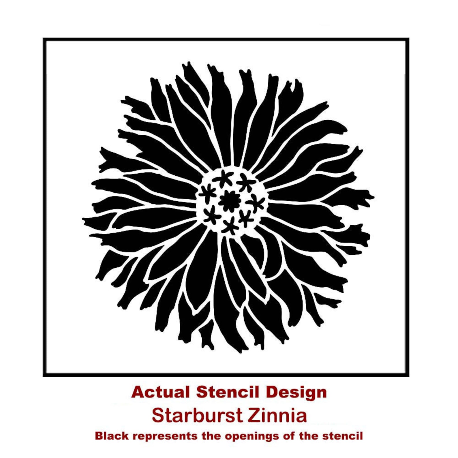 Starburst Zinnia Wall Art Stencil Xsmall DIY Wall Art Etsy