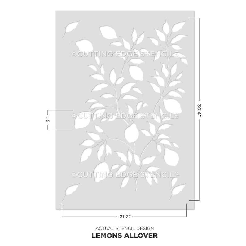 Lemons Wall Stencil LARGE WALL STENCILS instead of Wallpaper Easy to Use Wall Stencils for a Quick Room Update Stencils for Walls image 5
